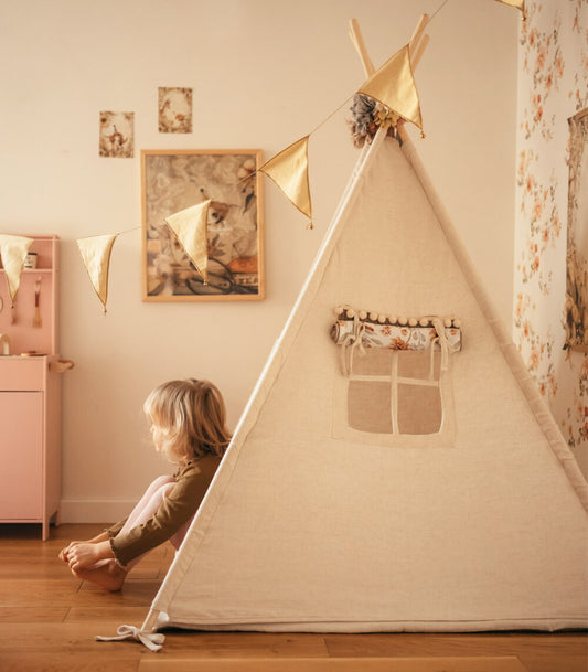 Len i Bawełna – tipi, namiot dla dzieci z matą podłogową