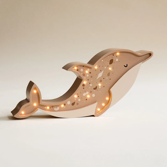 Drewniana Lampka Delfin – Brązowy