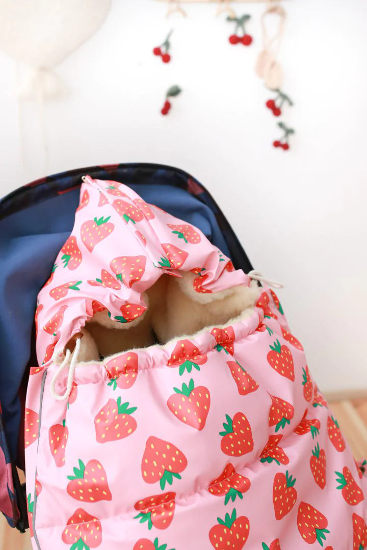 Wełniany śpiworek do wózka – Strawberry