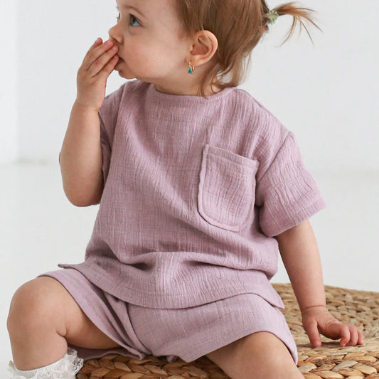 Muślinowy t-shirt dla dzieci – lilac