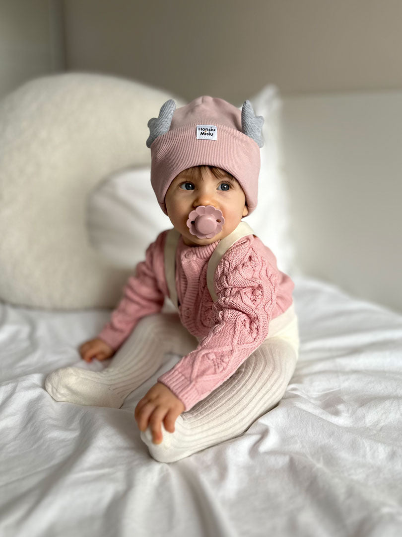 Czapka beanie Renifer Brudny róż