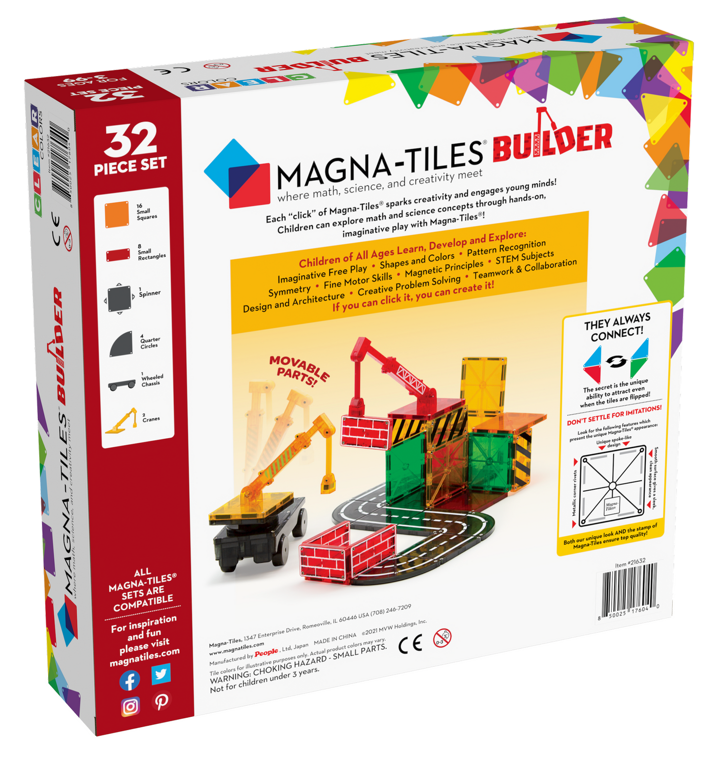 Magna-Tiles, Klocki Magnetyczne Builder 32 el.