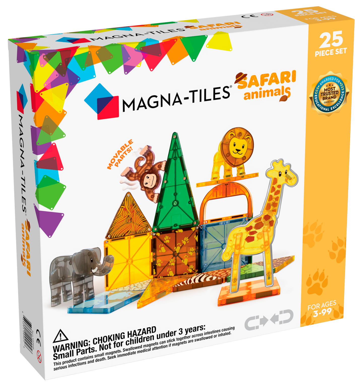 Magna-Tiles, Klocki Magnetyczne Jungle Animalsm- Safarii  25 el.