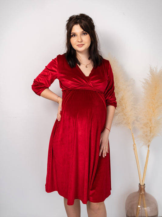 Sukienka ciążowa i do karmienia Kate czerwona
