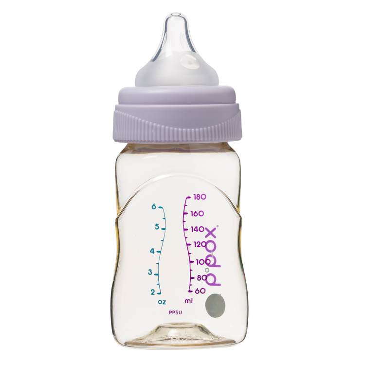 Butelka ze smoczkiem do karmienia niemowląt wykonana z PPSU, 180 ml, piwonia, b.box