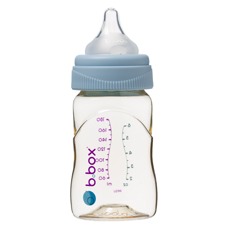 Butelka ze smoczkiem do karmienia niemowląt wykonana z PPSU, 180 ml, błękit, b.box