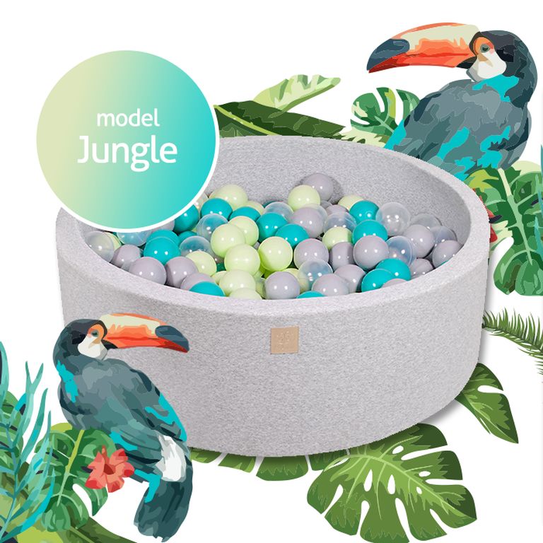 MeowBaby® Model Jungle Suchy Basen z Piłeczkami 250 szt Okrągły Gotowy Zestaw