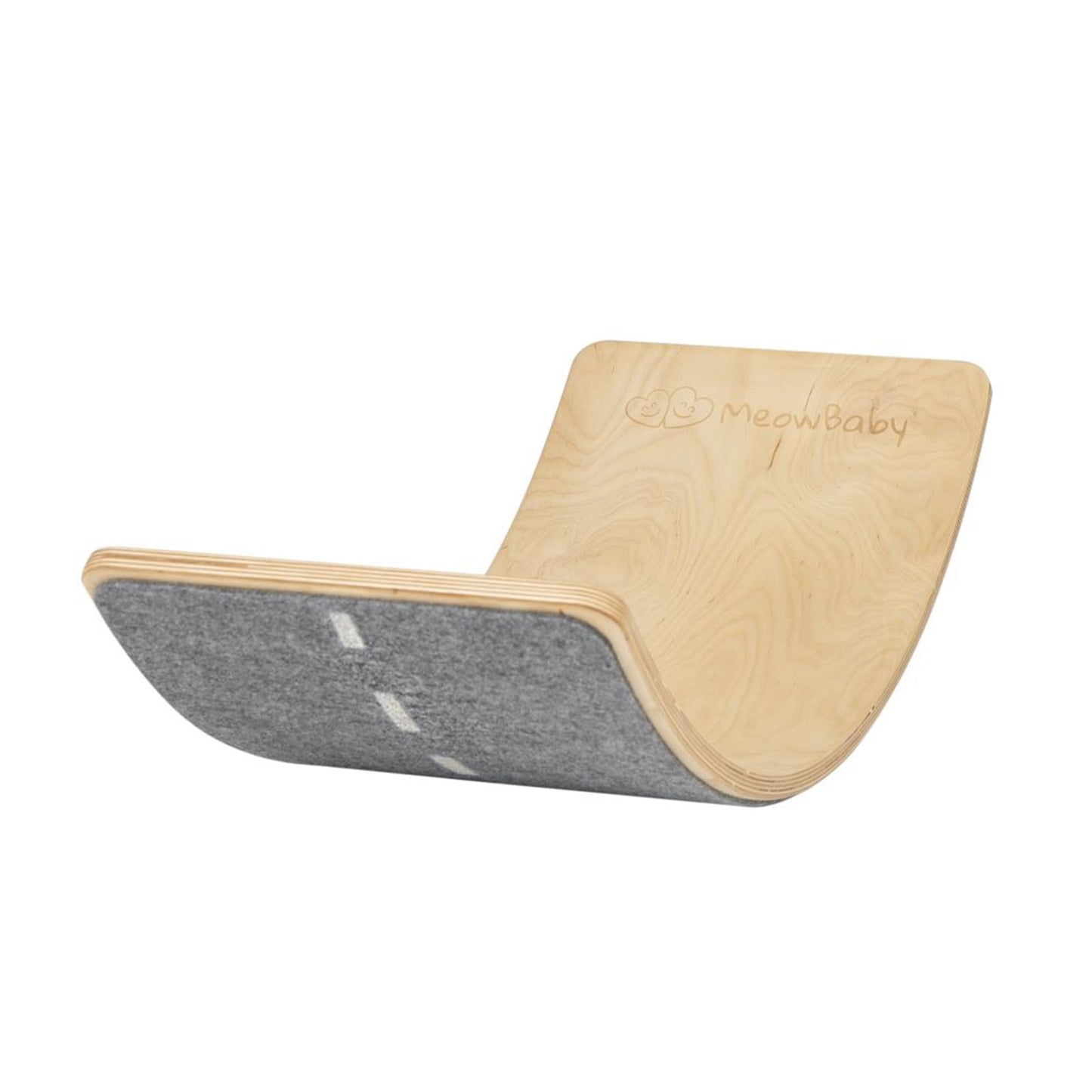 MeowBaby® Deska do Balansowania z filcem 80x30cm dla dzieci. Drewniany Balance Board naturalny, Filc szary autostrada